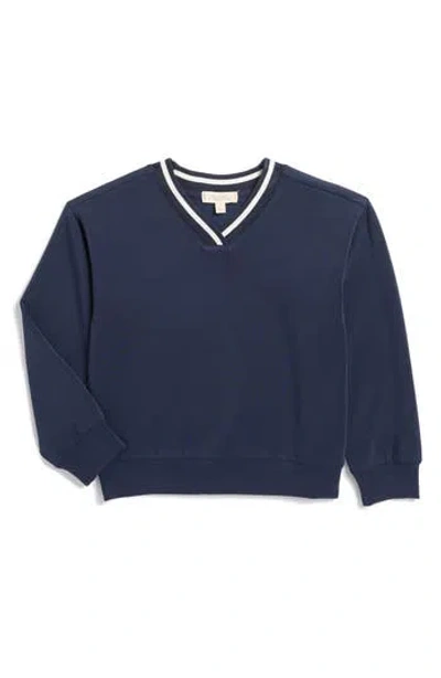 Walking On Sunshine Kids' Scuba Raglan Pullover Sweater In Navy
