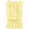 Walking On Sunshine Kids' Sleeveless Smocked Waist Top In Yellow