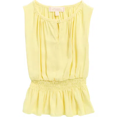 Walking On Sunshine Kids' Sleeveless Smocked Waist Top In Yellow