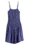 Walking On Sunshine Kids' Smocked Drop Waist Dress In Blue