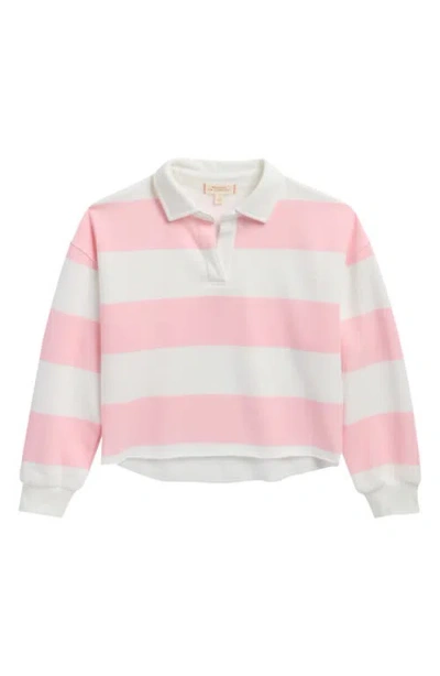 Walking On Sunshine Kids' Stripe Long Sleeve Rugby Shirt In White