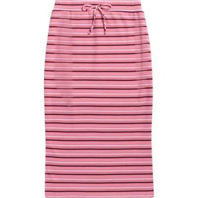 Walking On Sunshine Kids' Stripe Rib Midi Skirt In Pink
