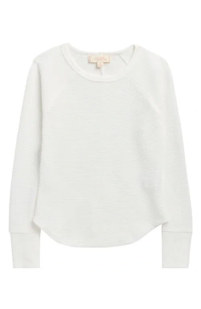 Walking On Sunshine Kids' Thermal Knit Long Sleeve T-shirt In White