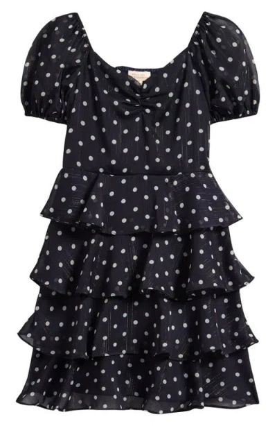 Walking On Sunshine Kids' Tiered Dot Print Dress In Multi