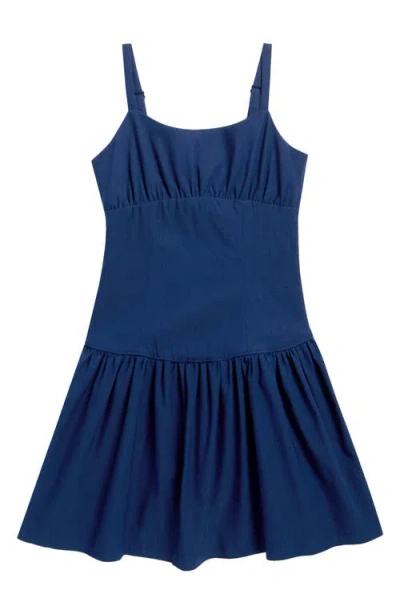 Walking On Sunshine Kids'  Tiered Dress In Blue