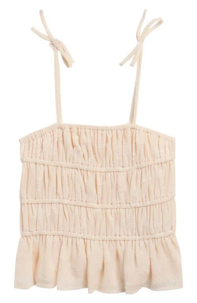 Walking On Sunshine Kids'  Smock Ruffle Woven Top In Neutral