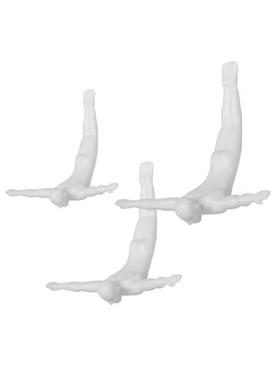 Wall Diver Wall Art 3-piece Wall Diver Resin Sculpture Set In White