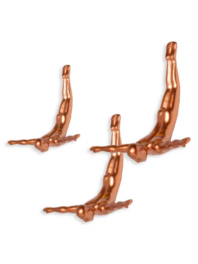 Wall Diver Wall Art 3-piece Wall Diver Sculpture Set In Bronze
