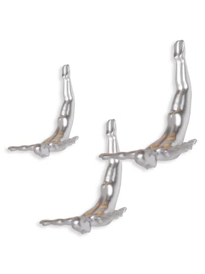 Wall Diver Wall Art 3-piece Wall Diver Sculpture Set In Silver