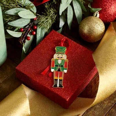 Wallace Fitz And Floyd 1st Edition Gold Plated Enameled Nutcracker Christmas Ornament In Assorted