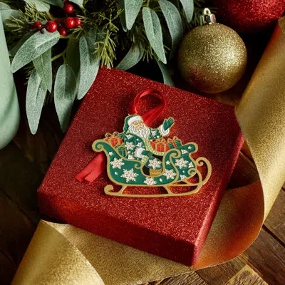 Wallace Fitz & Floyd 2026 Gold-plated And Enameled Santa Ornament In Assorted
