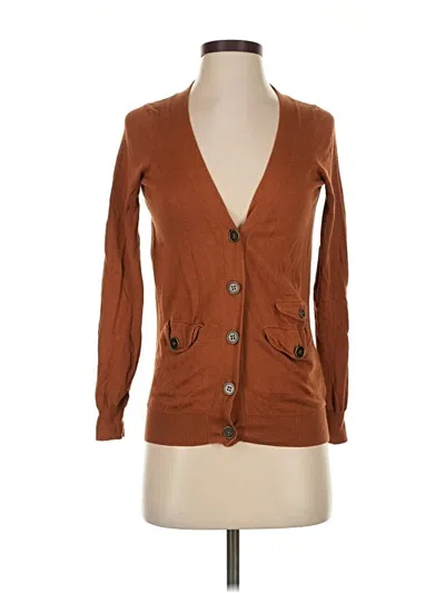 Pre-owned Wallace Long Sleeve Top Brown Plunge Neckline Tops