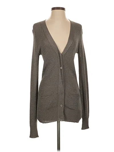 Pre-owned Wallace Long Sleeve Top Gray Plunge Neckline Tops