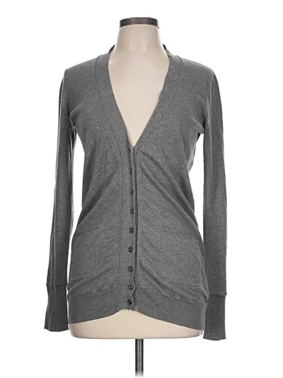 Pre-owned Wallace Long Sleeve Top Gray Plunge Neckline Tops