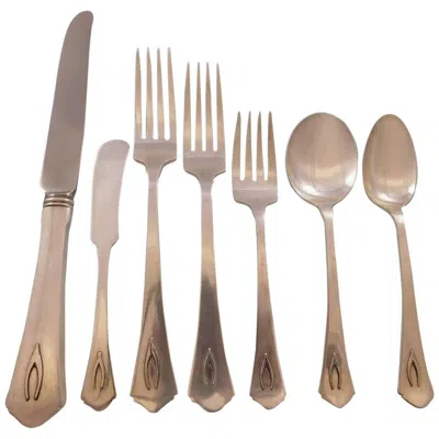 Pre-owned Wallace Silversmiths Antique By Wallace Sterling Silver Flatware Set 8 Service 60 Pcs Dinner V Mono In Brown
