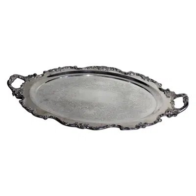 Pre-owned Wallace Silversmiths Antique Wallace Silver Plated Oval Serving Tray With Floral Decoration