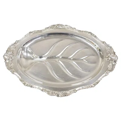 Pre-owned Wallace Silversmiths Baroque By Wallace 259 Silver Plated Meat Cutlery Serving Platter Tray