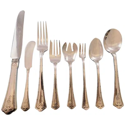 Pre-owned Wallace Silversmiths Carmel By Wallace Sterling Silver Flatware Service For 12 Dinner Set 108 Pieces In Sand