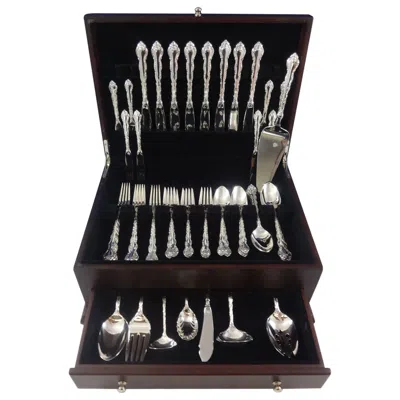 Pre-owned Wallace Silversmiths Feliciana By Wallace Sterling Silver Flatware Set For Eight Service 56 Pieces In Black
