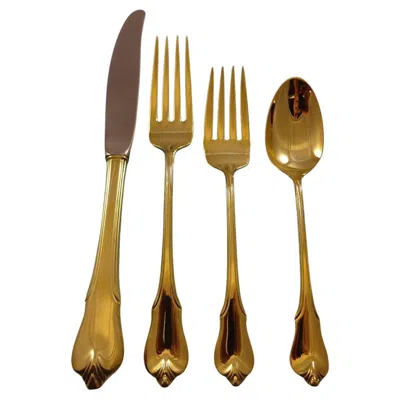 Pre-owned Wallace Silversmiths Grand Colonial By Wallace Sterling Silver Flatware Service 8 Set Gold Vermeil
