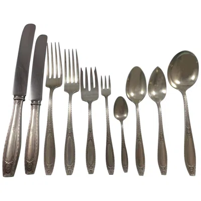 Pre-owned Wallace Silversmiths Juliet By Wallace Sterling Silver Flatware Dinner Set Of 125 Pieces In Black
