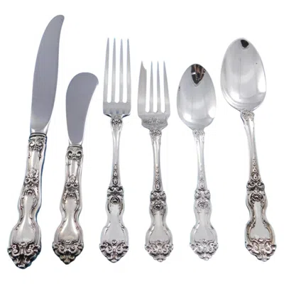 Pre-owned Wallace Silversmiths La Reine By Wallace Sterling Silver Flatware Set For 12 Service 76 Pieces
