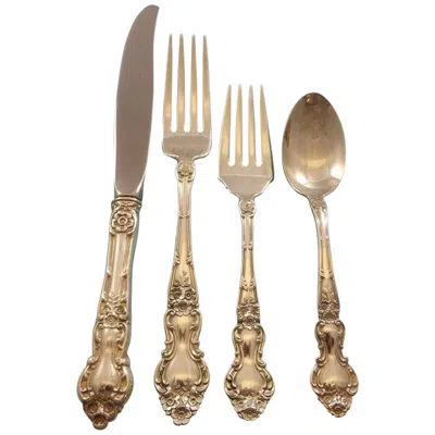 Pre-owned Wallace Silversmiths Meadow Rose By Wallace Sterling Silver Flatware Set For 12 Service 53 Pieces In Red
