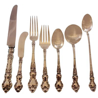 Pre-owned Wallace Silversmiths Meadow Rose By Wallace Sterling Silver Flatware Set For 12 Service 90 Pieces In Red