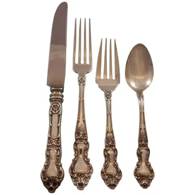 Pre-owned Wallace Silversmiths Meadow Rose By Watson/wallace Sterling Silver Flatware Set For 8 Service 32 Pcs In Red
