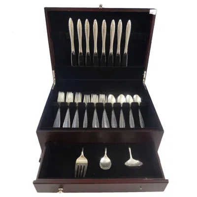 Pre-owned Wallace Silversmiths Michele By Wallace Sterling Silver Flatware Set For Eight Service 35 Pieces In Black