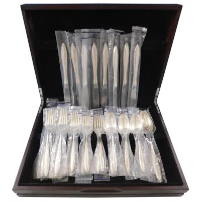 Pre-owned Wallace Silversmiths Michele By Wallace Sterling Silver Flatware Set Service 33 Pieces New Unused In Black