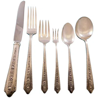 Pre-owned Wallace Silversmiths Normandie By Wallace Sterling Silver Flatware Set For 12 Service 76 Pcs Dinner In Sand