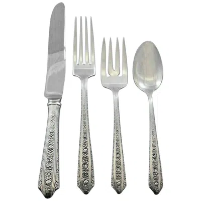 Pre-owned Wallace Silversmiths Normandie By Wallace Sterling Silver Flatware Set For 8 Service 32 Pieces Floral