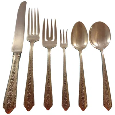 Pre-owned Wallace Silversmiths Normandie By Wallace Sterling Silver Flatware Set For Eight Service 52 Pieces In Black