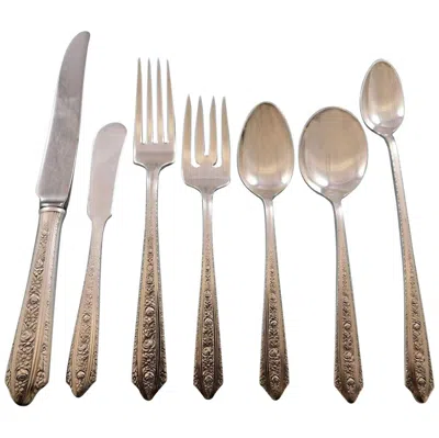 Pre-owned Wallace Silversmiths Normandie By Wallace Sterling Silver Flatware Set For Eight Service 67 Pieces In Brown