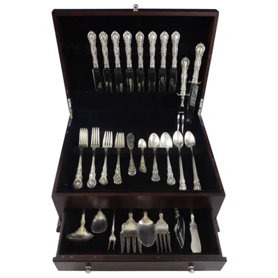 Pre-owned Wallace Silversmiths Old Atlanta By Wallace Irving Sterling Silver Flatware Set 8 Service 66 Pieces In Black