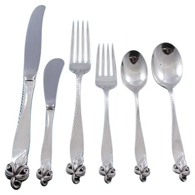 Pre-owned Wallace Silversmiths Orchid Elegance By Wallace Sterling Silver Flatware Set Service 72 Pcs Dinner In Purple