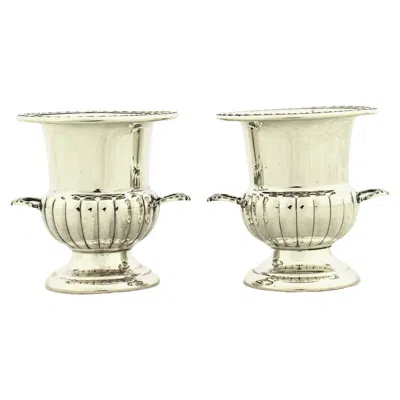 Pre-owned Wallace Silversmiths Pair Of Sterling Silver Urns In Sand