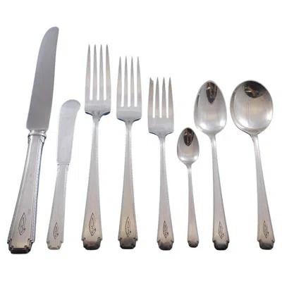 Pre-owned Wallace Silversmiths Rhythm By Wallace Sterling Silver Flatware Service Dinner Set 79 Pcs B Monogram