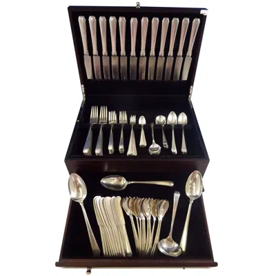 Pre-owned Wallace Silversmiths Rhythm By Wallace Sterling Silver Flatware Service For 12 Dinner Set 109 Pieces In Black