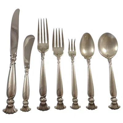 Pre-owned Wallace Silversmiths Romance Of The Sea By Wallace Sterling Silver Flatware Set Service 88 Pieces