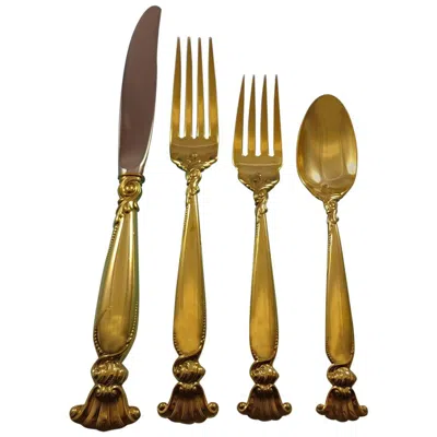 Pre-owned Wallace Silversmiths Romance Of The Sea Gold By Wallace Sterling Silver Flatware Service 12 Set 48-pc