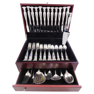 Pre-owned Wallace Silversmiths Romance Of The Sea Wallace Sterling Silver Flatware Set Shell Motif Dinner 59 Pc In Black