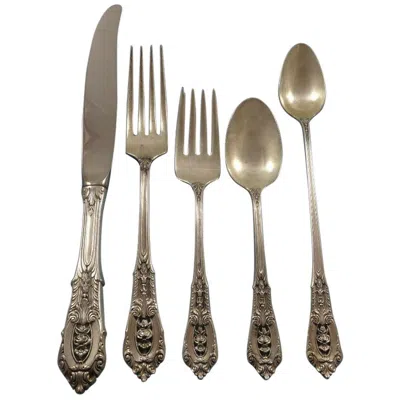 Pre-owned Wallace Silversmiths Rose Point By Wallace Sterling Silver Flatware Set 12 Service 78 Pcs Dinner Size In Red