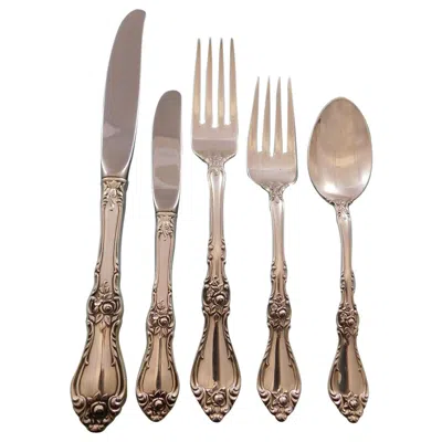 Pre-owned Wallace Silversmiths Royal Rose By Wallace Sterling Silver Flatware Set For 6 Service, 34 Pieces In Red