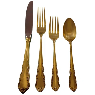 Pre-owned Wallace Silversmiths Shenandoah Gold By Wallace Sterling Silver Flatware Service Set For 12 Vermeil