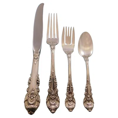 Pre-owned Wallace Silversmiths Sir Christopher By Wallace Sterling Silver Flatware Set 12 Service 51 Pcs Dinner In Brown