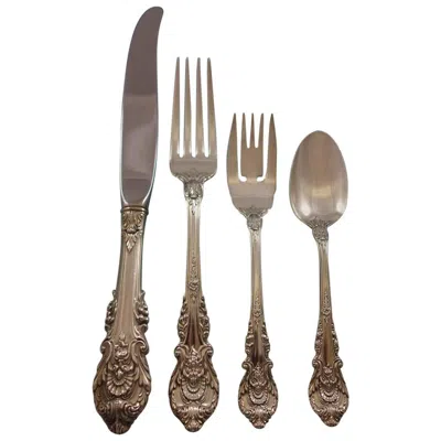 Pre-owned Wallace Silversmiths Sir Christopher By Wallace Sterling Silver Flatware Set 12 Service 56 Pcs Dinner In Brown