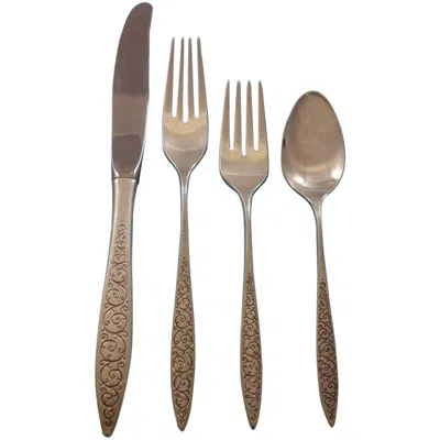 Pre-owned Wallace Silversmiths Spanish Lace By Wallace Sterling Silver Flatware Set For 12 Service 56 Pieces In Brown