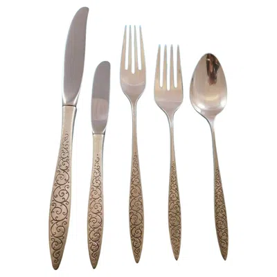 Pre-owned Wallace Silversmiths Spanish Lace By Wallace Sterling Silver Flatware Set For 12 Service 63 Pieces In Brown